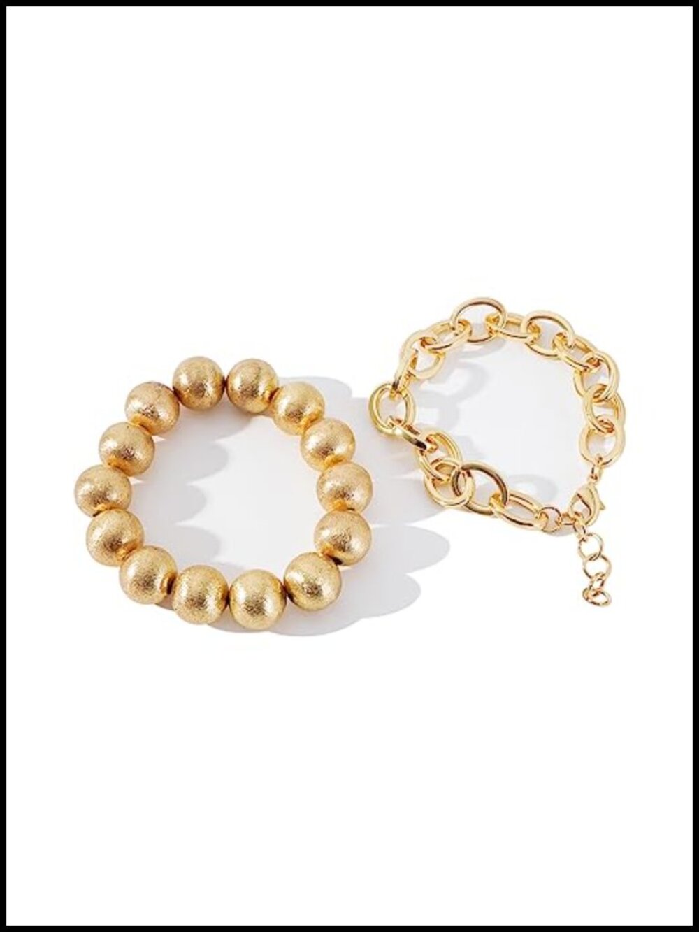 Handmade Acrylic Stretch Bangle Bracelet Gold Plated Beads Women
